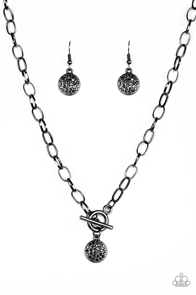 Sorority Sisters - Gunmetal Toggle Necklace - Paparazzi Accessories