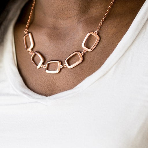 Gorgeously Geometric - Copper Necklace - Paparazzi Accessories 