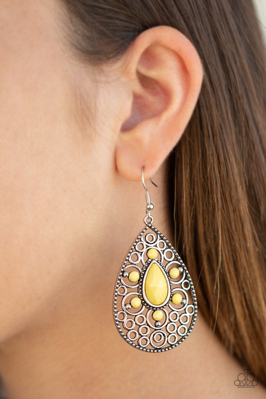 Modern Garden - Yellow Earrings - Paparazzi Accessories - Paparazzi Accessories 