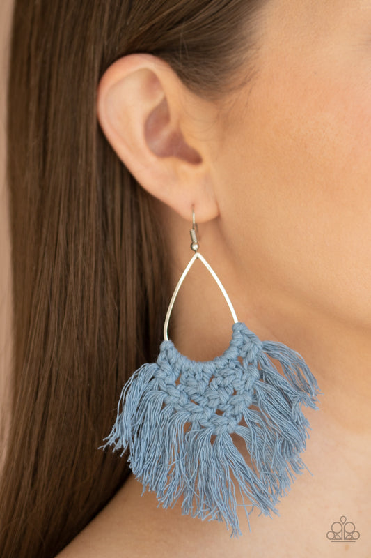 Oh MACRAME, Oh My - Blue Earring - Paparazzi - Paparazzi Accessories 