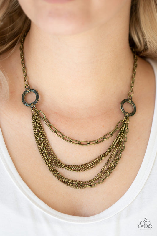 CHAINS of Command - Brass Necklace - Paparazzi Accessories - Paparazzi Accessories 