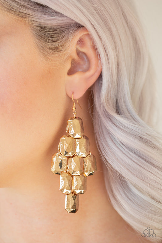 Contemporary Catwalk - Gold Earrings - Paparazzi Accessories 