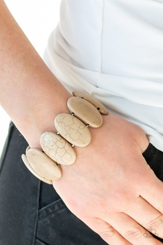 Dramatically Nomadic - Brown Crackle Stone Bracelet - Paparazzi Accessories 