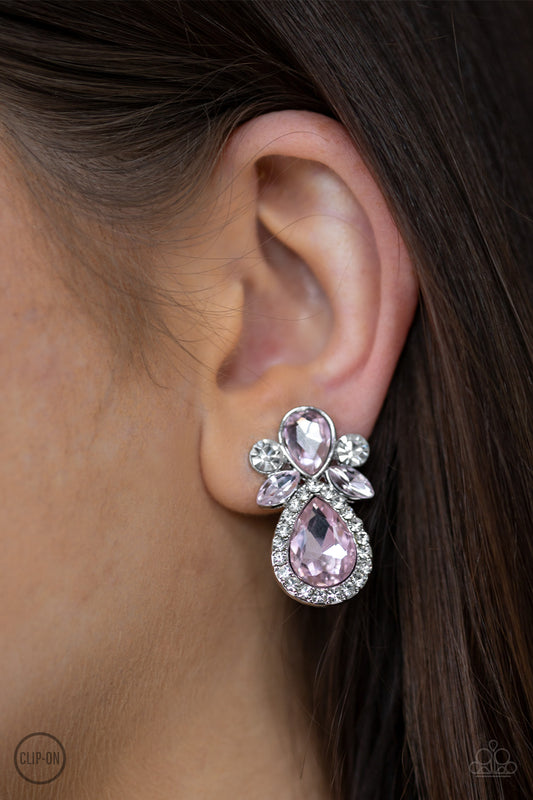 Celebrity Crowd - Pink Earrings - Paparazzi Accessories 