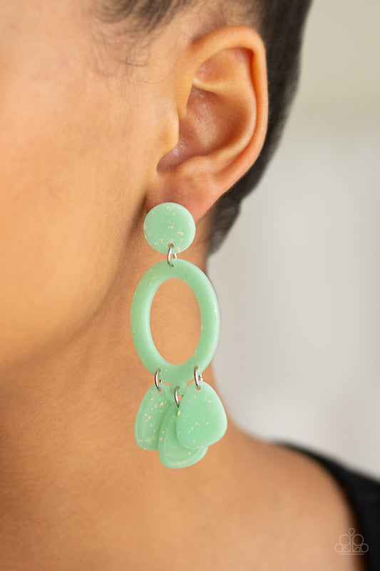 Sparkling Shores - Green Earrings - Paparazzi Accessories 