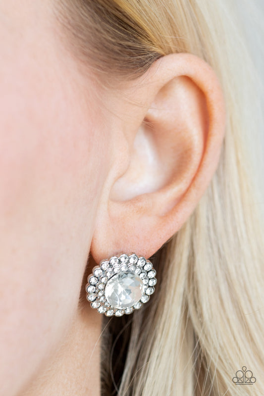 My Second Castle - White Earrings - Paparazzi Accessories - Paparazzi Accessories 