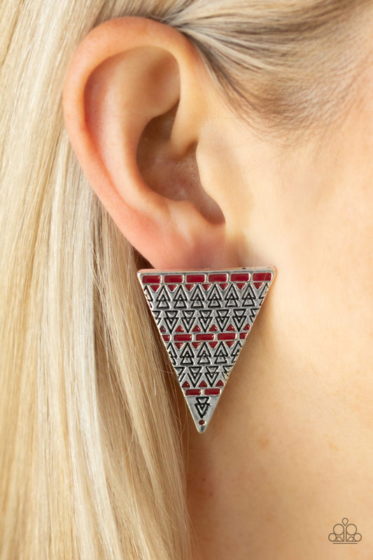 Terra Tricolor - Red Earrings - Paparazzi Accessories 