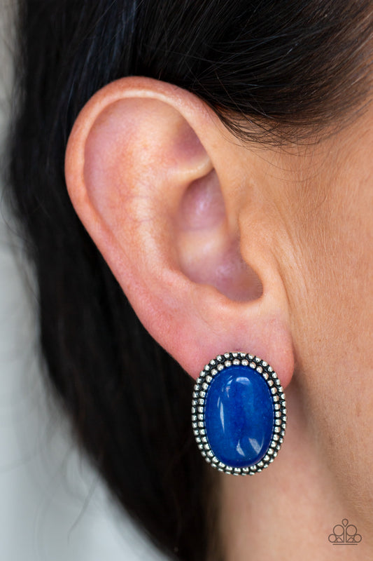 Shiny Sediment - Blue Earrings - Paparazzi Accessories 