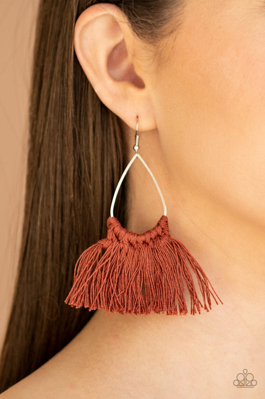 Tassel Treat - Brown Earring - Paparazzi Accessories - Paparazzi Accessories 