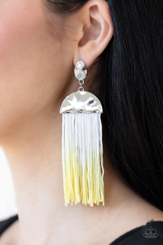 Rope Them In - Yellow Earrings - Paparazzi Accessories - Paparazzi Accessories 