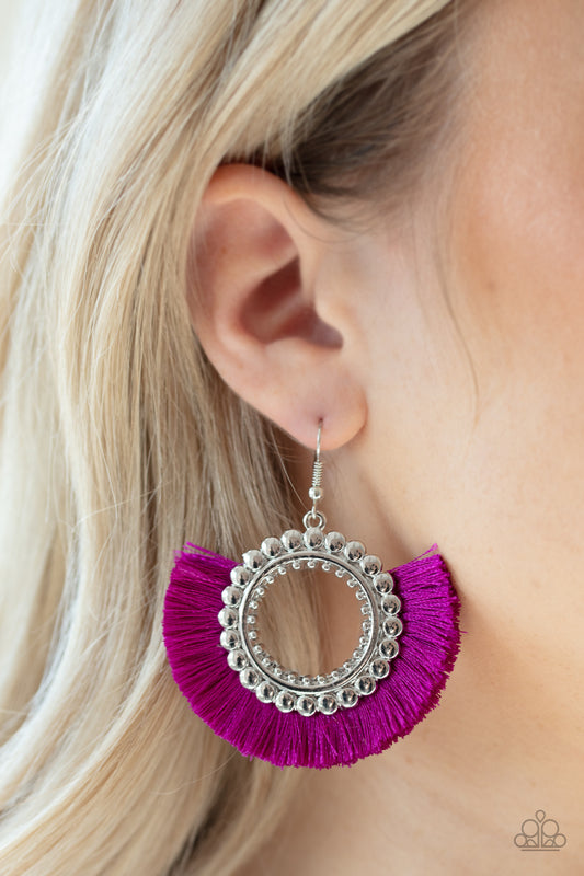 Fringe Fanatic - Purple Earrings - Paparazzi Accessories 