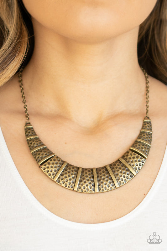 Metallic Mechanics - Brass Necklace - Paparazzi Accessories - Paparazzi Accessories 