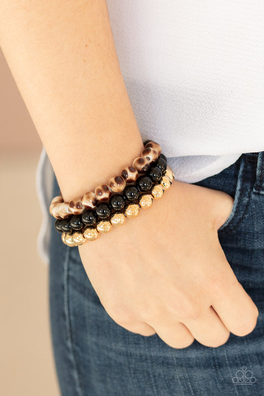 Courageously Couture - Black & Animal Print Bracelet - Paparazzi Accessories 