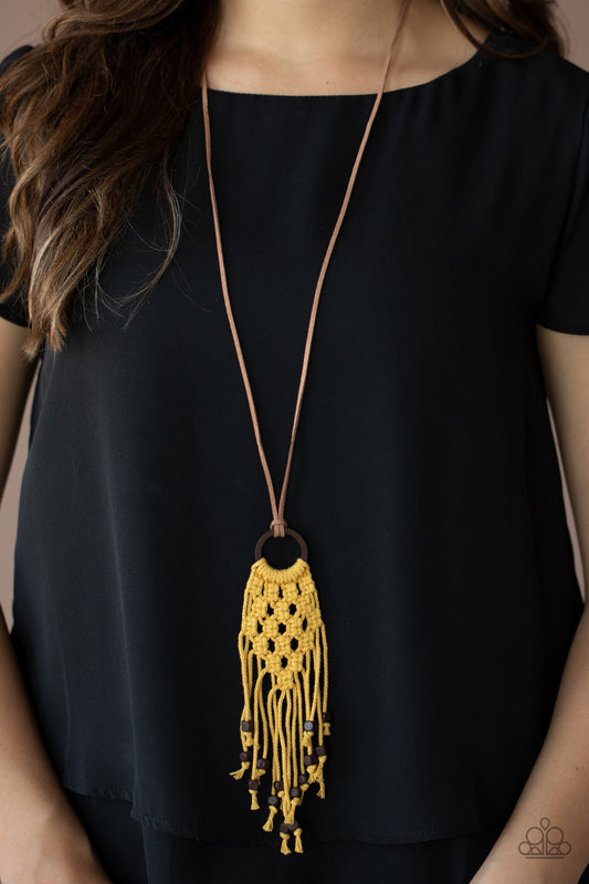 Its Beyond MACRAME! - Yellow Necklace - Paparazzi Accessories - Paparazzi Accessories 