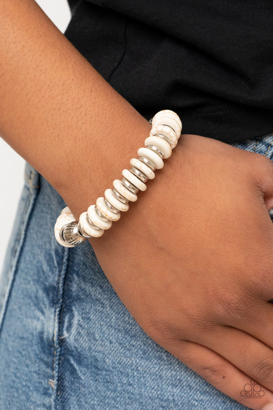 Eco Experience - White Bracelet - Paparazzi Accessories - Paparazzi Accessories 