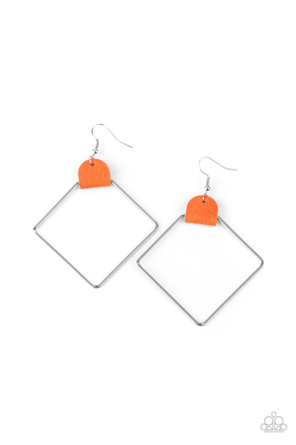 Friends of a LEATHER - Orange Earrings - Paparazzi Accessories - Paparazzi Accessories 