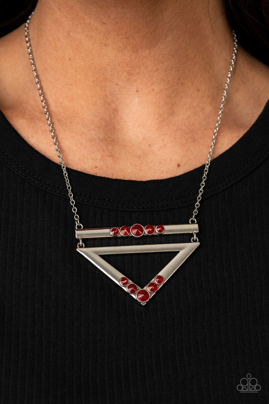 Triangulated Twinkle - Red Necklace - Paparazzi Accessories - Paparazzi Accessories 