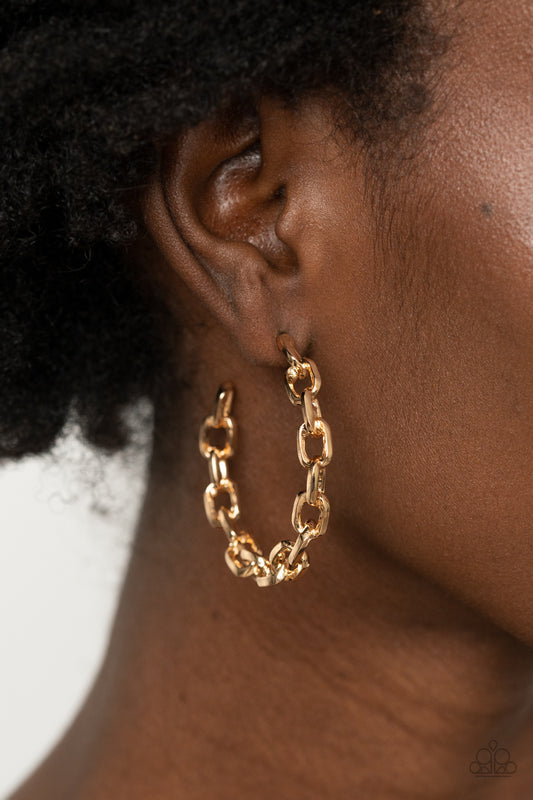 Stronger Together -  Gold Hoops - Paparazzi Accessories - Paparazzi Accessories 