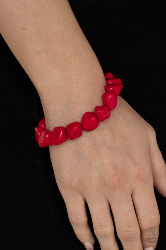 Prehistoric Paradise - Red Bracelet- Paparazzi Accessories - Paparazzi Accessories 