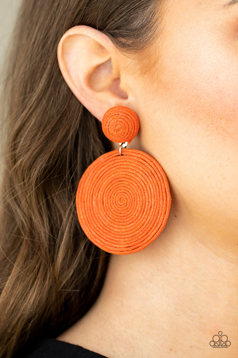 Circulate The Room - Orange Earrings - Paparazzi Accessories - Paparazzi Accessories 