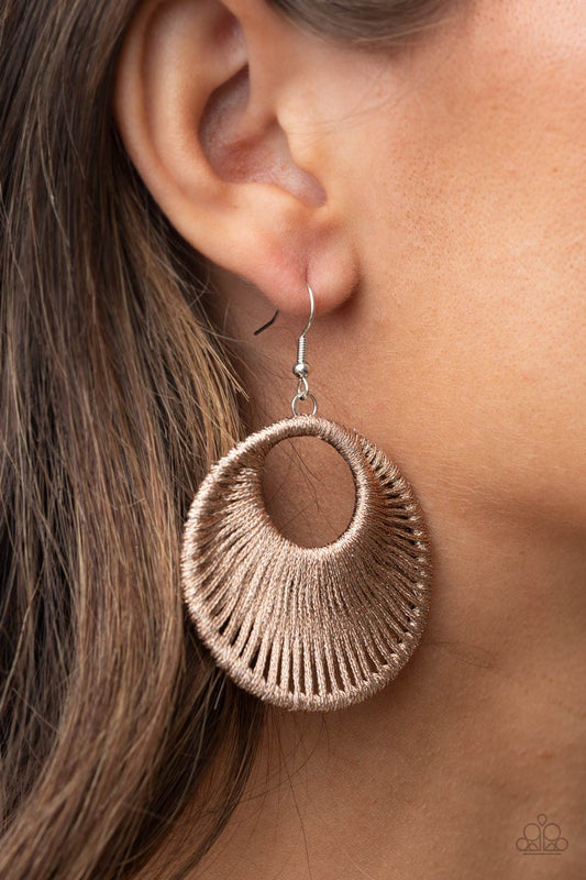 Weaving My Web - Brown Earrings- Paparazzi Accessories - Paparazzi Accessories 