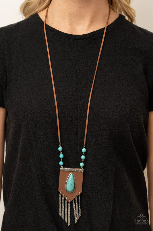 Enchantingly Tribal - Blue Leather Necklace - Paparazzi Accessories 