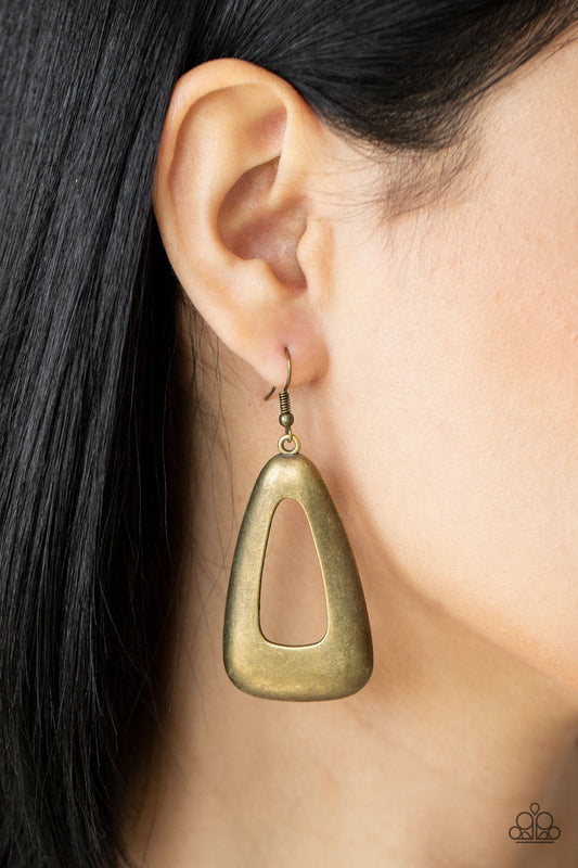 Irresistibly Industrial - Brass Earrings- Paparazzi Accessories - Paparazzi Accessories 