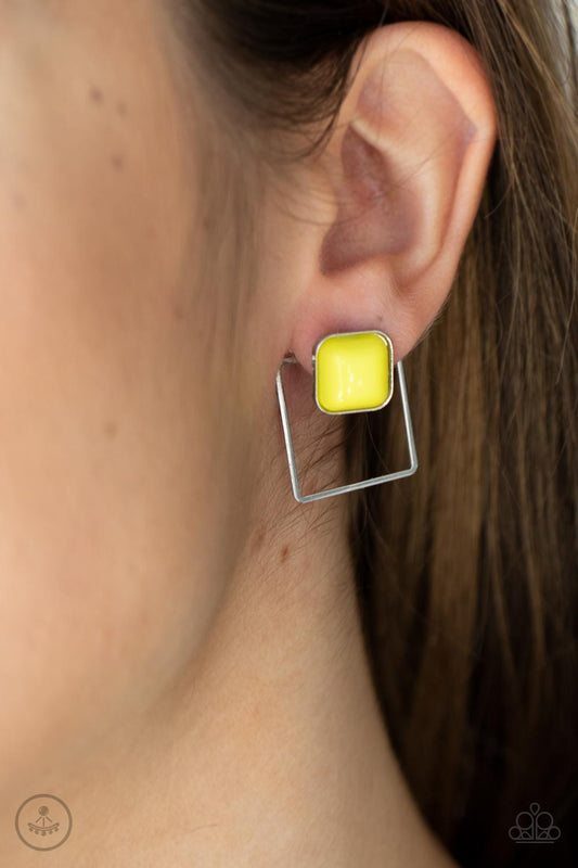 FLAIR and Square - Yellow Earrings - Paparazzi Accessories - Paparazzi Accessories 