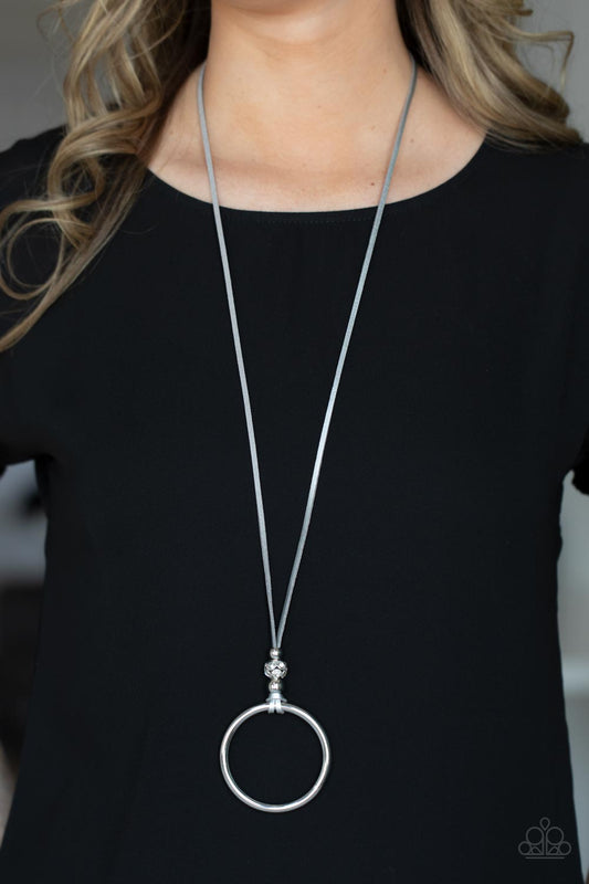 BLING Into Focus - Silver Leather Necklace - Paparazzi Accessories 