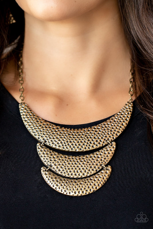 Moonwalk Magic - Brass Necklace - Paparazzi Accessories 