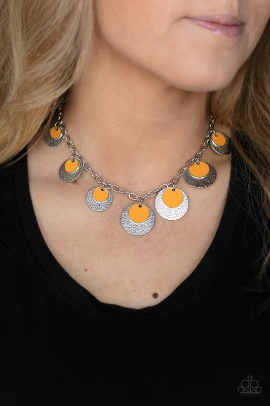 The Cosmos Are Calling - Orange Necklace - Paparazzi Accessories 