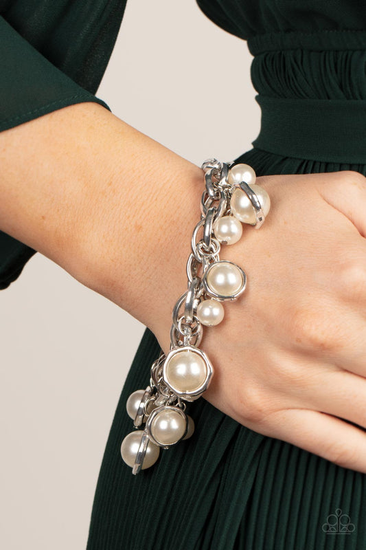 Orbiting Opulence - White Bracelet - Paparazzi Accessories 