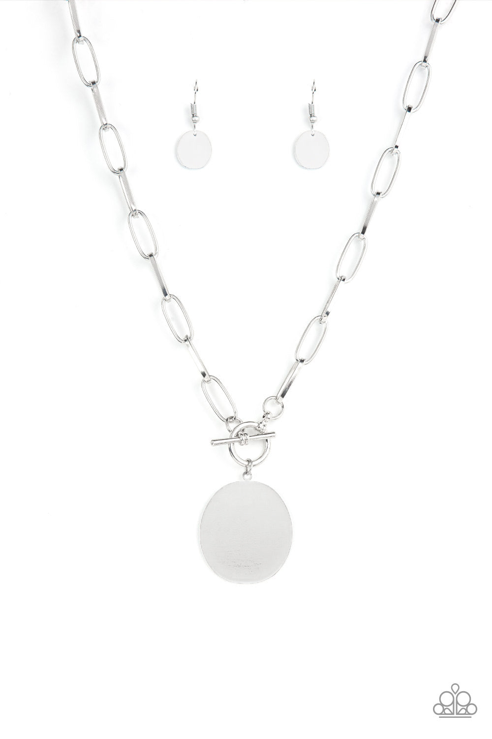 Tag Out - Silver Necklace - Paparazzi Accessories 