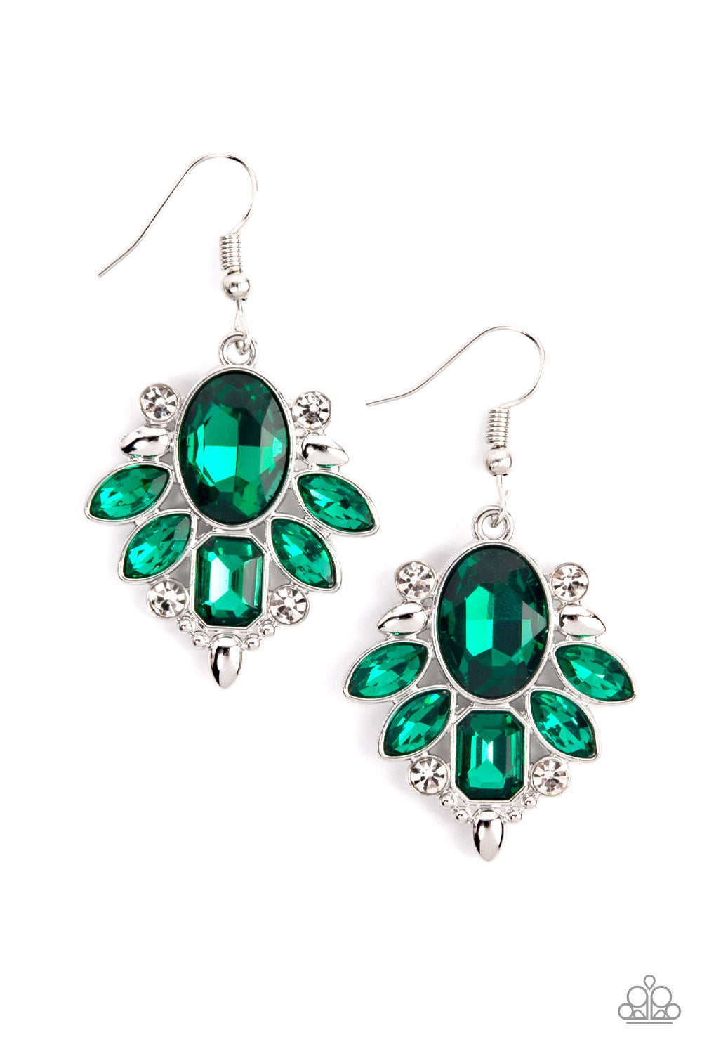 Glitzy Go-Getter - Green Earrings - Paparazzi Accessories - Paparazzi Accessories 