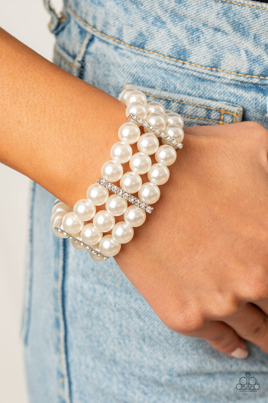 Modern Day Majesty - White Bracelet - Paparazzi Accessories - Paparazzi Accessories 