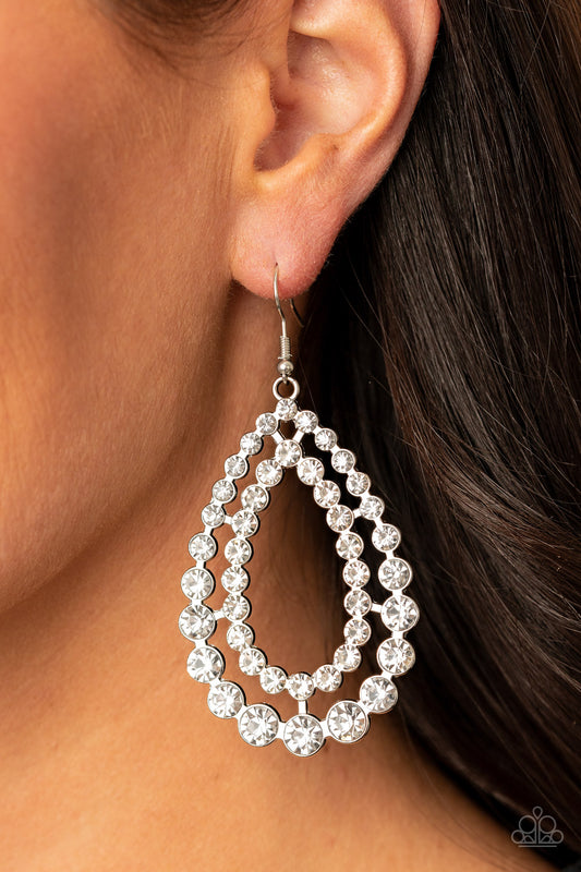 Glacial Glaze - White Earring - Paparazzi Accessories - Paparazzi Accessories 